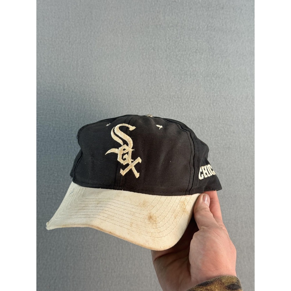 Vintage‎ Chicago White Sox Hat Cap Snap Back One Size Black Baseball Competitor